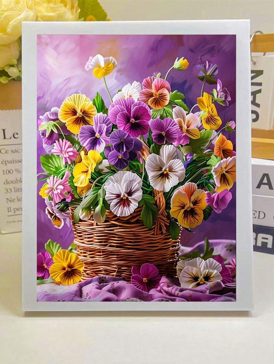 1 件 30x40cm 钻石艺术套装，花篮图案，5D 钻石画十字绣套装，礼物钻石刺绣马赛克，适合成人初学者精美的缓解压力手工艺品，钻石圆点 DIY 艺术套装，非常适合家居装饰和墙壁装饰，很棒的新年礼物