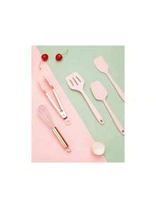5 Piece Silicone Kitchen Kit Spoon Spatula Fue Small Spatula Brush - 粉色 - 查看 5
