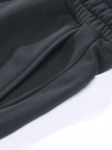 男士春夏轻薄修身连帽衫和运动裤套装，个性化数字字母印花图案，时尚休闲装，带口袋和抽绳腰带，适合送给丈夫/男友，适合日常穿着、通勤和户外活动。 - 淺灰色 - 查看 10