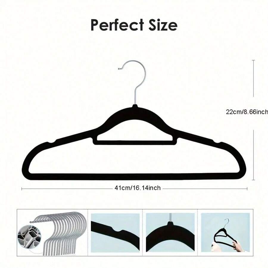 20pcs/10pcs Premium Flocked Hangers, NonSlip Clothes Hanger, Dry & Wet