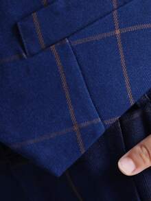 Bộ 3 món vest + quần + cà vạt cho bé trai, trang phục trang trọng phù hợp cho buổi biểu diễn ở trường, chú bé hầu bàn trong đám cưới, sự kiện ngày lễ, mùa thu - Màu xanh lam - Xem 8