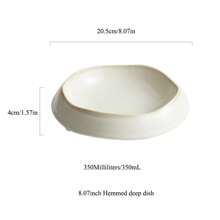 1pc Ceramic Dish, White Serving Bowl, Elegant Tableware For Dining, Modern Round Plate For Salads, Soups, Home & Restaurant Use