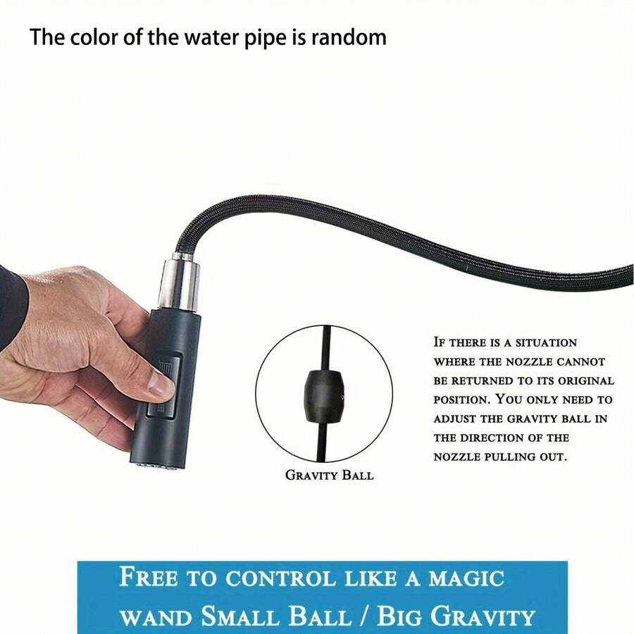 304 Stainless Steel Modern PullOut Kitchen Faucet With Dual Spray And