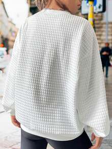 Natal Boneco de Neve Bonito Feminino Estampado Casual Esportes Waffle Suéter Outono E Inverno