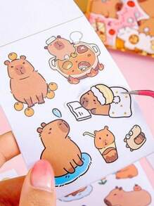 Kit Material Da Escolar De Capivara Com 1 Fita Corretiva ,1 régua e 4 pcs Adesivos