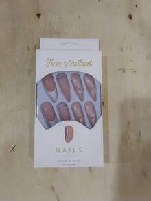 24 件丝带点缀细高跟假指甲，优雅的法式指甲配丝带装饰，跨境 - 無色 - 查看 4