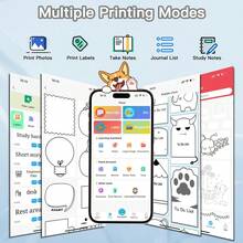 1 Set Mini Printer Sticker Printer Print Pod With 5 Rolls Sticker Paper, Color Lighting Modes For DIY Scrapbook, Travel, Notes, Label, Memo, Compatible With IOS&Android - Multicolor - View 3