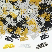 15g 2025 Szczęśliwego Nowego Roku Konfetti Eleganckie Czarne Złote Srebrne Konfetti Kolor Wesoła Atmosfera Imprezy Dekoracje Na Święta