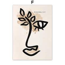 1 件抽象波西米亚风树叶线条脸心太阳墙壁艺术帆布画北欧海报和印刷品墙壁画适用于客厅装饰无框架 - 彩色 - 查看 54