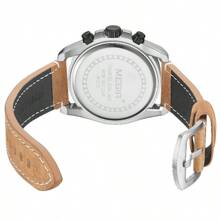 Đồng hồ nam MEGIR Đồng hồ đeo tay thể thao sang trọng bằng da Thạch anh dành cho doanh nhân thường ngày Đồng hồ bấm giờ Chống nước Đồng hồ ngày 24 giờ - Bạc - Xem 11