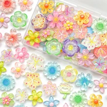 10/20/30件可愛彩色透明花朵樹脂吊墜飾品，雛菊、扶桑花、櫻花，DIY珠寶製作配件，髮飾，剪貼簿珠寶製作吊墜飾品，隨機顏色與款式 - 可愛的花朵系列 - 查看 8