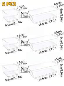 6pcs Drawer/Desktop Cosmetics Storage Box, Transparent Dresser Storage Box, Anti-Drop Multi-Compartment Jewelry And Small Objects Storage, Exquisite Storage Box Room Decor Home Decor Fall Decor Bedroom Decor