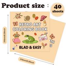 Libro para colorear de 40 hojas, pequeño, para rincones interiores, con dibujos animados y garabatos simples para el dormitorio