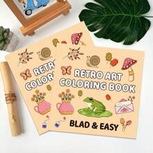 Libro para colorear de 40 hojas, pequeño, para rincones interiores, con dibujos animados y garabatos simples para el dormitorio