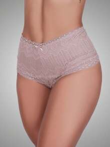 Cotton Girdle With Lace Detail Karen High-Rise Shaping Cotton Panties - Beis - View 1