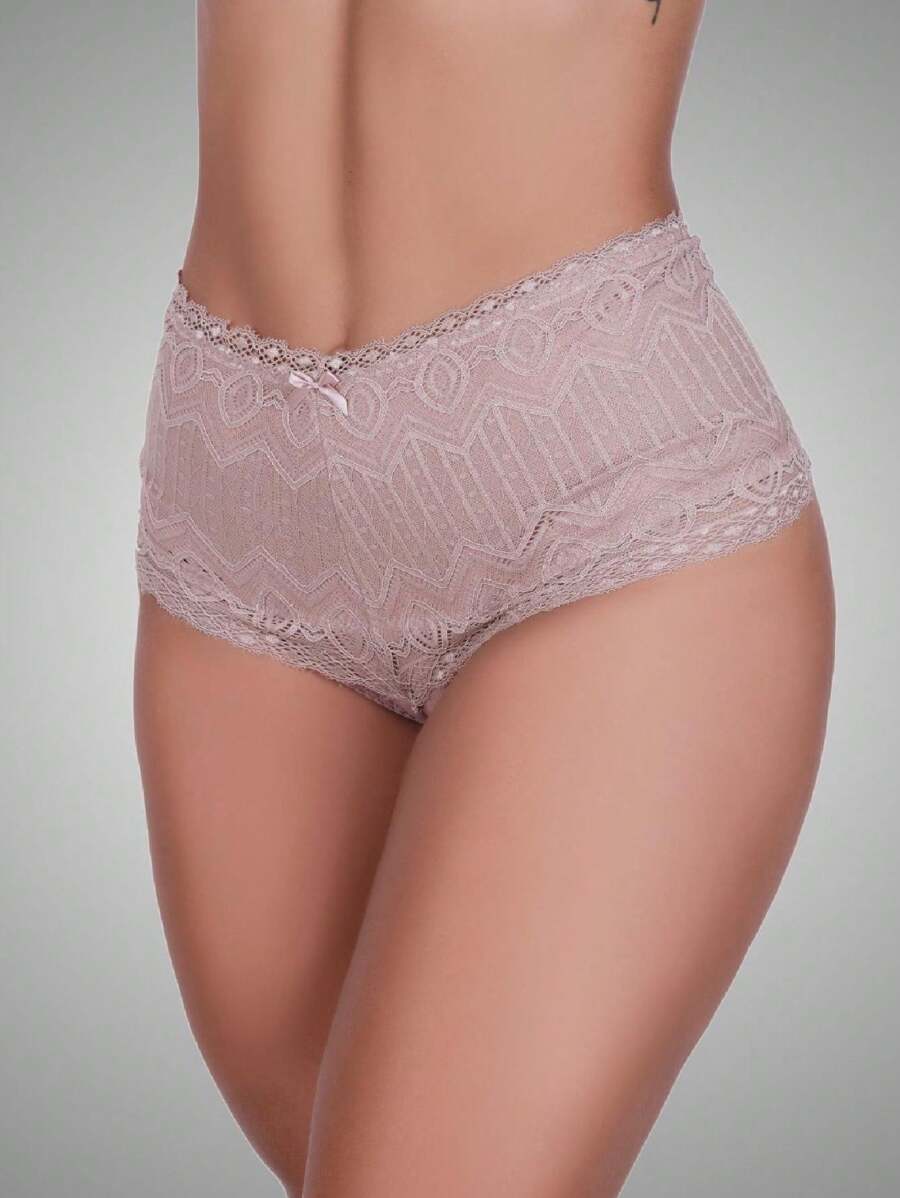 Cotton Girdle With Lace Detail Karen High-Rise Shaping Cotton Panties - Beis - View 1