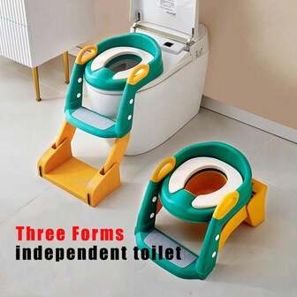 1pc Folding Toilet Potty Training Seat With Step Stool Ladder, Folding Auxiliary Toilet Seat, Toilet Trainer, Auxiliary Toilet, Toilet Seat Toilet Trainer, Comfortable And Potty Seat With Non-Slip Mat Ladder