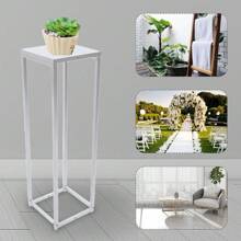 Miumaeov Modern Silver  Flower Stand - Multi-Tier Rectangular Plant Display Shelf For Weddings/Home Decor - 5kg Capacity - Free Standing (26x26x100cm) - 1 - View 3