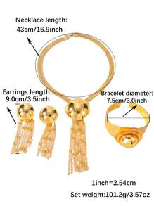 4pcs/Set Dubai Gold Color Copper Women's Jewelry Sets Wedding Earrings Luxury  African Bridal Necklace Earrings Bracelet Ring