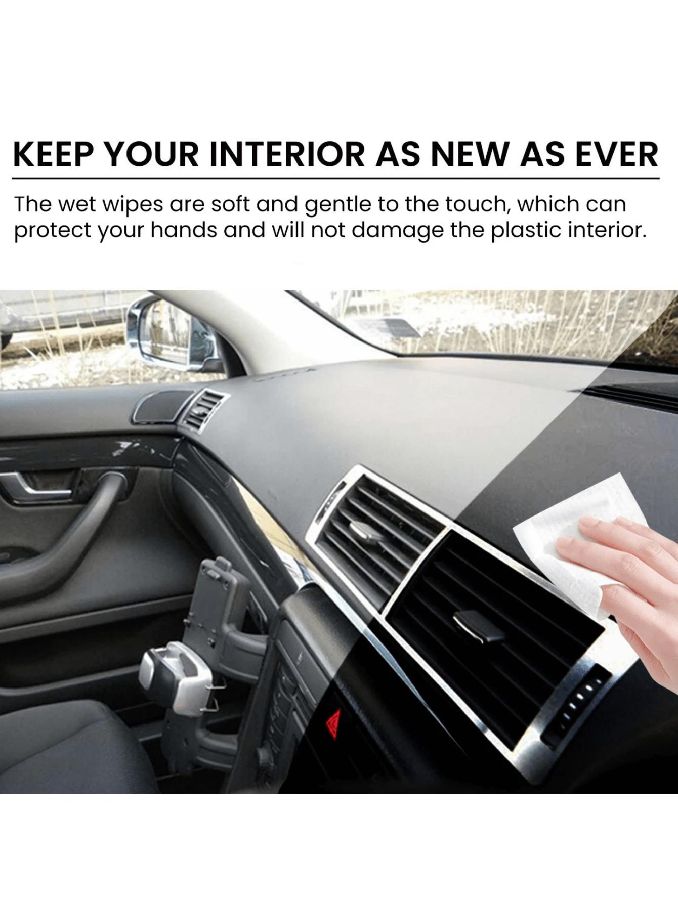 Plastic Renewal Wet Wipes, Quick Stain Removal & Interior Cleaning