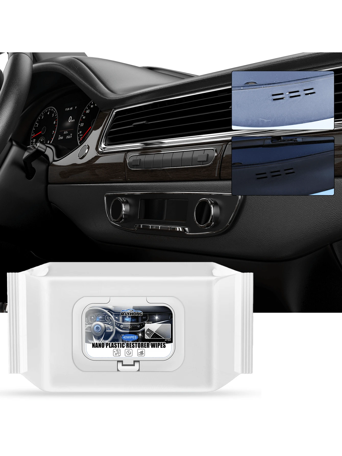 Plastic Renewal Wet Wipes, Quick Stain Removal & Interior Cleaning