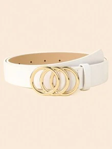 2-Piece Set Of Fashionable Metal Buckle Decoration For Women's Casual And Versatile PU Belt Summer, School Fall, Autumn, Halloween