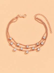 New Shiny Anklet, Simple Lady's Gift Diamond Encrusted Vintage Long Beach Foot Jewelry - Silver - View 4