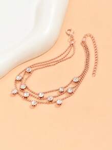 New Shiny Anklet, Simple Lady's Gift Diamond Encrusted Vintage Long Beach Foot Jewelry - Silver - View 5