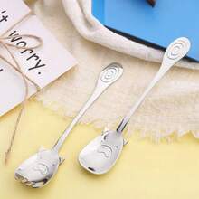 1 chiếc nĩa khuấy trái cây bằng thép không gỉ dùng cho cà phê/trà/đồ tráng miệng ngọt, bộ đồ ăn đa năng, thiết kế hình chú lợn dễ thương - nhiều màu - Xem 3