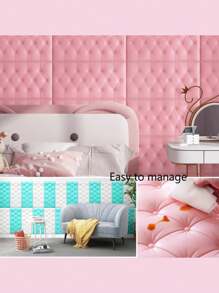 35cm*70cm 3D Embossed Foam Wallpaper With Imitation Leather Grain, Soft And Textured(Thickness 0.4cm/0.16in), Self-Adhesive Foam Wall Sticker, Reusable And Cuttable, Bedroom Decorative Background, Soundproof And Thickened Wall Covering, Bedside Soft Package, Waterproof, Moisture-Proof, Dust-Proof And Collision-Proof Sticker