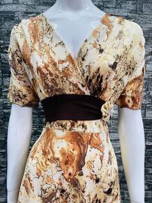 Vestido Marmoleado Largo de Mujer en Color Café - Talla Extra Grande - Café - Ver 2