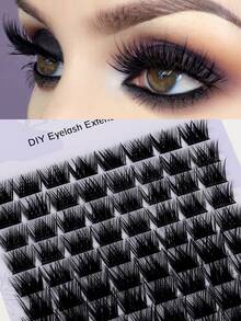 36/48/80/200 件/套 Foxy 锥形假睫毛，卡通喇叭状纹理睫毛，适合角色扮演，睫毛延长工具，紧凑、夸张的浓密睫毛，便携式配件，圣诞礼物 - C - 查看 11