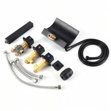 WUPYI WUPYI Rubinetto per vasca da bagno moderno a 5 fori con rubinetto a cascata a LED, set doccia nero