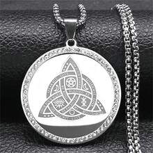 Dây chuyền Witch Trinity Knot dành cho nam nữ bằng thép không gỉ màu vàng/bạc đính đá Witchcraft Celtic Irish Chain Jewelry Collar - vòng cổ - Xem 2