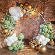 139 件/套牛油果绿色乳胶气球套装，复古鼠尾草绿色气球花环，适用于生日、婚礼、婴儿洗礼、室内和室外装饰 - 白色 - 查看 1