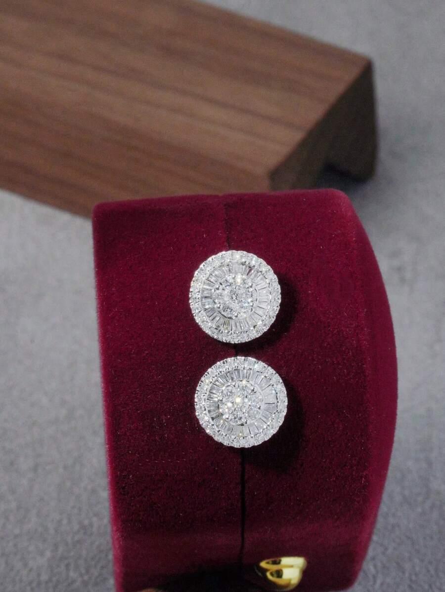 1 Cặp Hoa tai kim cương giả sang trọng dành cho các cặp đôi, thích hợp cho đám cưới và đeo hàng ngày - trắng - Xem 1