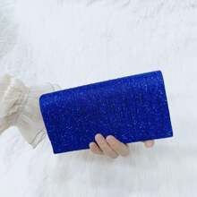 Sparkly Party Bag With Chain Strap Can Be Carried By Hand Or Over The Shoulder - Royal Blue - View 1