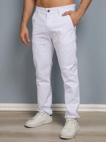Men's Colorful Trousers Tailored Sport Slim Knife Pocket Built-In Pocket - Blanco - Ver 5