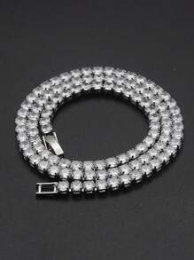 Juego de collar y pulsera de cadena de zirconia de tenis, joyería de estilo hip hop de moda para hombres, regalo para vacaciones