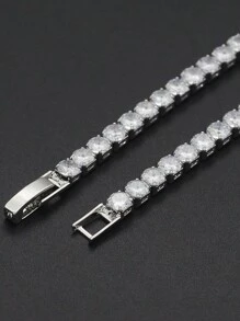 Juego de collar y pulsera de cadena de zirconia de tenis, joyería de estilo hip hop de moda para hombres, regalo para vacaciones