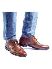 Italian Leather Formal Shoes Comfortable Sole Belt And Wallet Gift - 鏽棕色 - 查看 3