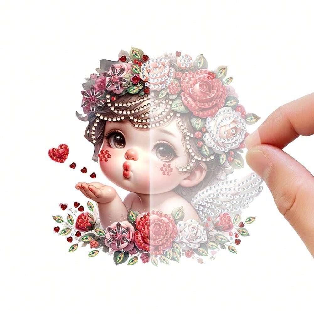 1pc Cute Angel Fairy Floral Style Hanging Tag, Creative 2D Acrylic