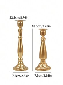 2 件欧式金属烛台圣诞氛围装饰适用于户外庭院装饰、办公桌面装饰、烛光晚餐圣诞派对用品 - 彩色 - 查看 2