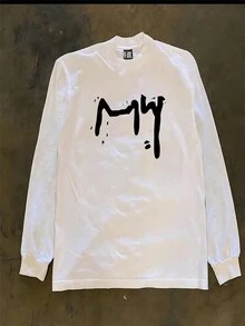 1 Piece Of White 180g Heavy Weight 50% Cotton Men's Printed Long-Sleeved T-Shirt, Men's Breathable High-Quality Long-Sleeved T-Shirt - Suitable For Spring And Autumn Fashion Long-Sleeved T-Shirt - White - View 1
