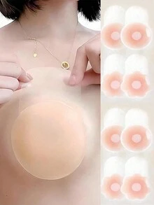 4 cặp băng silicon chống mài mòn nâng ngực thể thao cho nữ, có thể cắt và dán theo nhu cầu riêng, thích hợp cho phụ nữ tập thể dục, yoga pilates, tiệc cưới và các dịp khác để sử dụng - Màu be - Xem 1