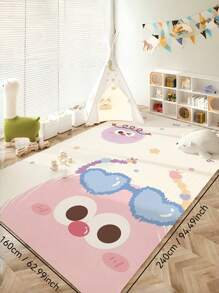 1 件可爱煤球卡通图案地毯，舒适柔软，适用于客厅卧室儿童婴儿房、入口垫，易于清洁和可机洗房间装饰家居地毯