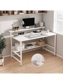 Escritorio Office Para Home Ejecutivo Estudiantil 110x45 Cm Escritorio Minimalista,escritorio Para Computadora Con Marco De Soporte,escritorio Industrial Con Estante De Almacenamiento - Blanco - Ver 8