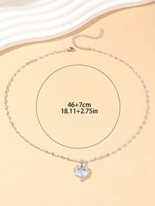 1 mặt dây chuyền trái tim ngọt ngào bằng thép không gỉ cho nữ, dây chuyền cổ choker lạ mắt, phù hợp với mọi mùa, quà tặng ngày lễ tình nhân - Bạc - Xem 3