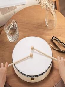 1 个天然木制手鼓，打击乐教育玩具乐器，配有 1 个木槌，适合家庭、学校、派对使用