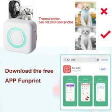 Mini Sticker Printer Pocket Inkless Thermal Printer With 6 Rolls Thermal Paper And Sticker For IOS&Android, Smart Portable Receipt Printer For Photo Journal Notes Memo - Multicolor - View 7